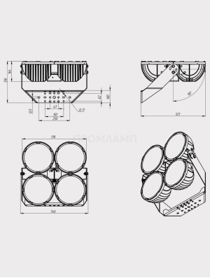 Размеры светильника FHB 34-600-750-F15